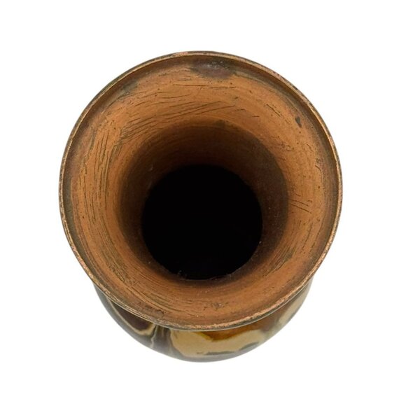 Enamel Copper Metal Multicolor Drip Glaze Vase With Metallic Gold Finish - Picture 8 of 9
